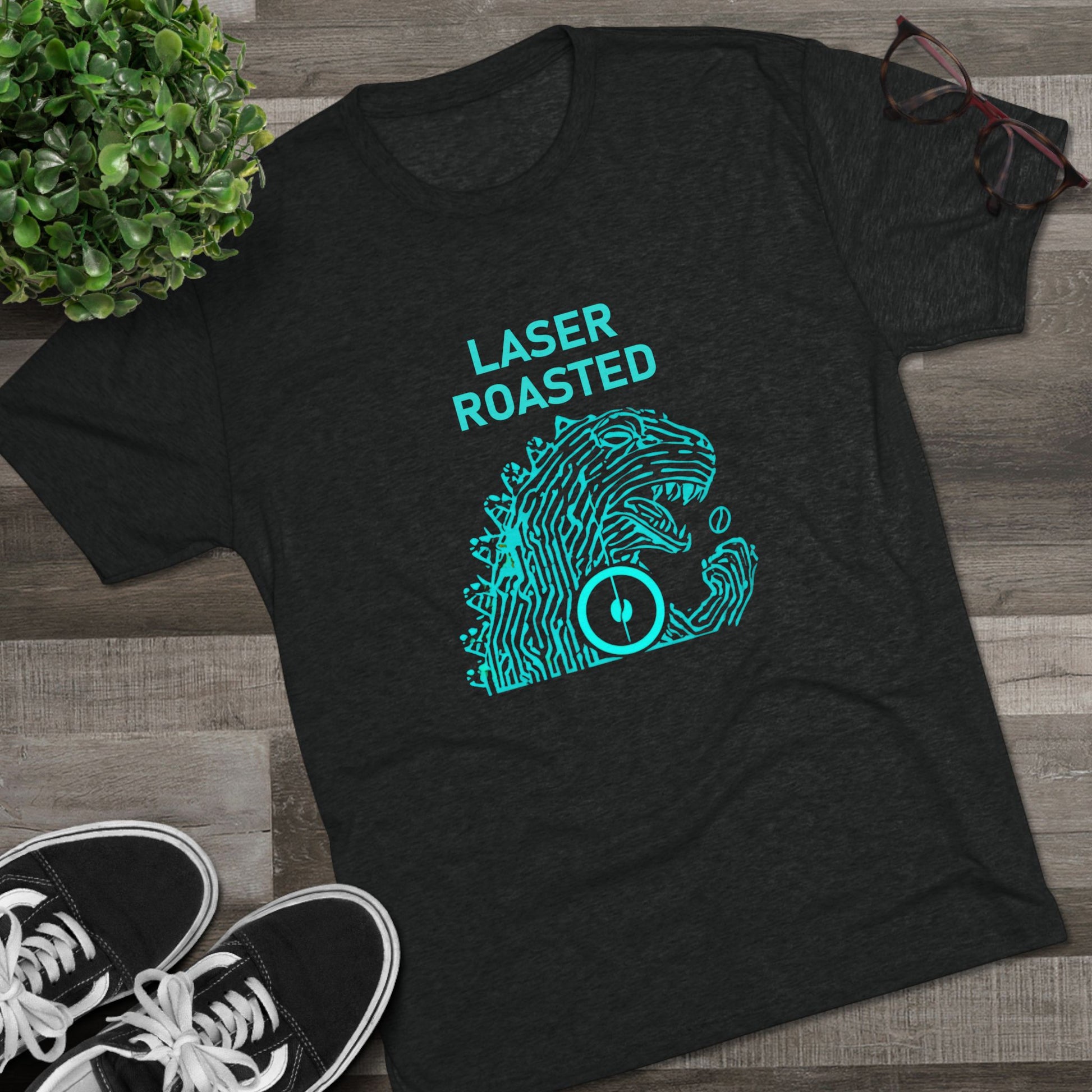 Laser Roasted Coffee Monster Crew Tee | Unisex Tri-Blend Shirt