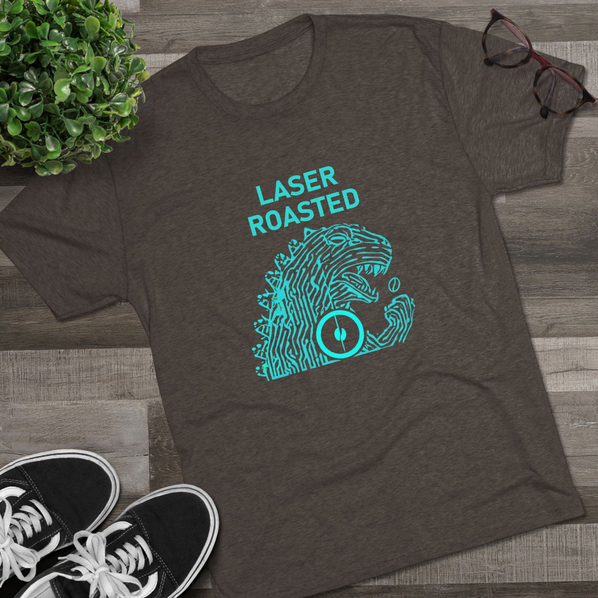 Laser Roasted Coffee Monster Crew Tee | Unisex Tri-Blend Shirt