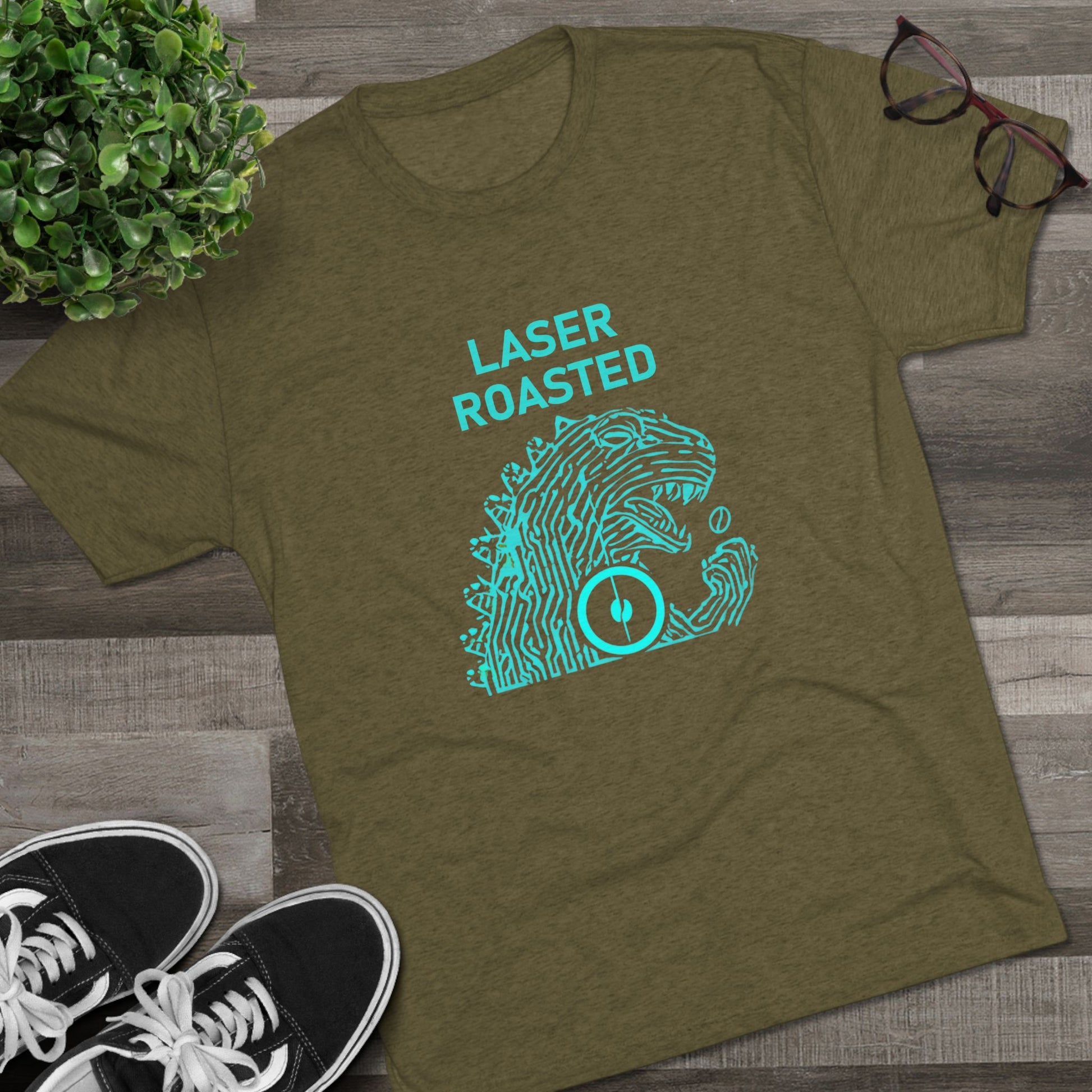 Laser Roasted Coffee Monster Crew Tee | Unisex Tri-Blend Shirt